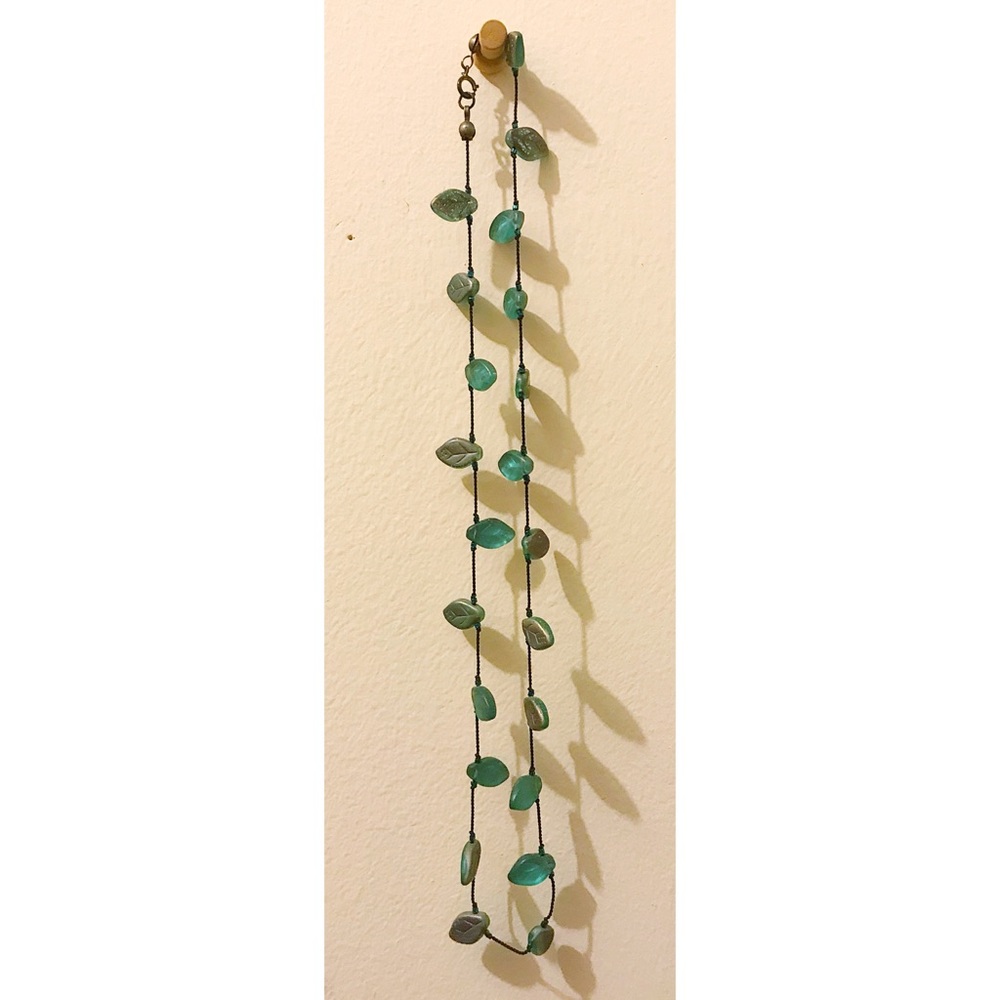 Beaded leaf necklace.